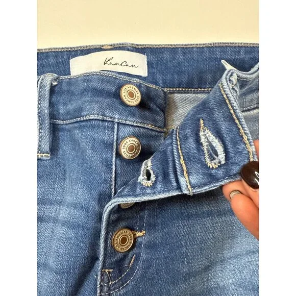 KanCan Women Distressed Denim Shorts Estilo High-Rise Raw stretch Small (LL284) - Picture 4 of 7